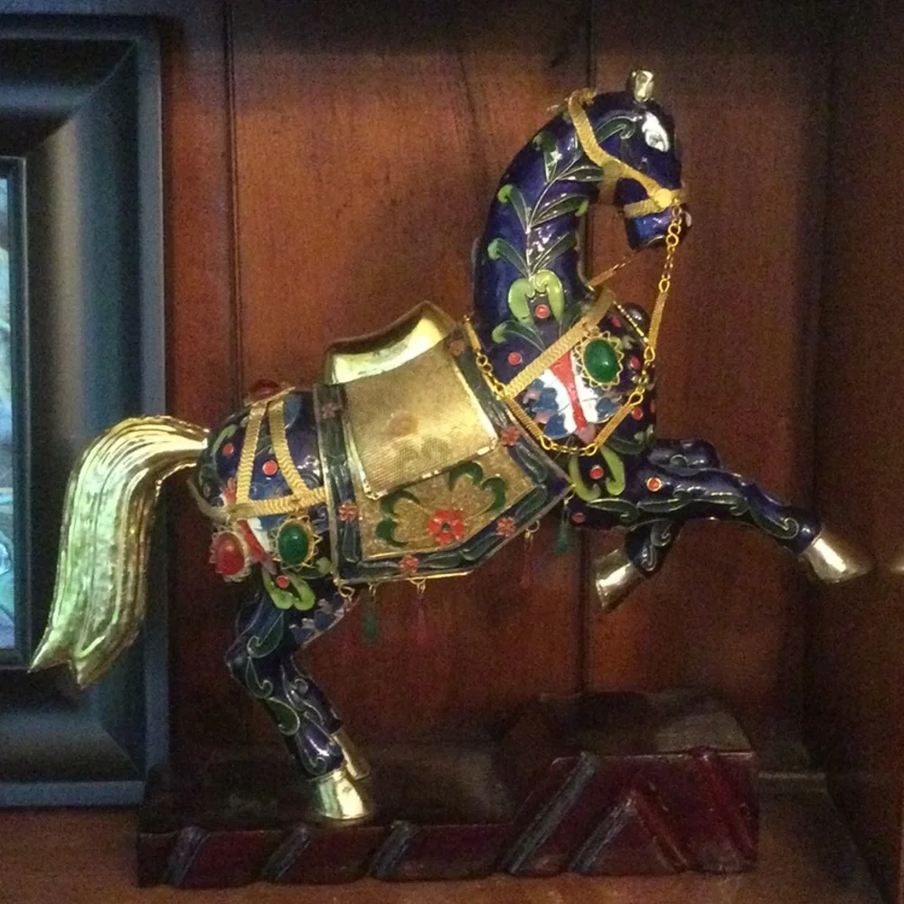 Estate Find Cloisonne Horse On Stand - Picture 2 of 13